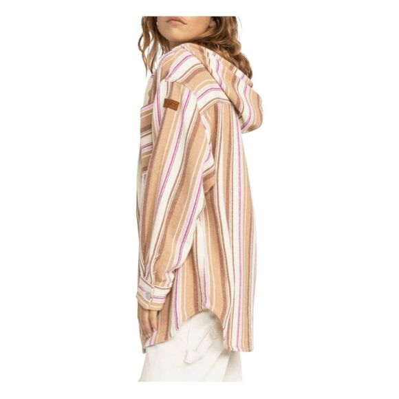 Roxy Sunlight Rider Stripe Hooded Cotton Shirt Jacket Shacket M - Picture 5 of 16